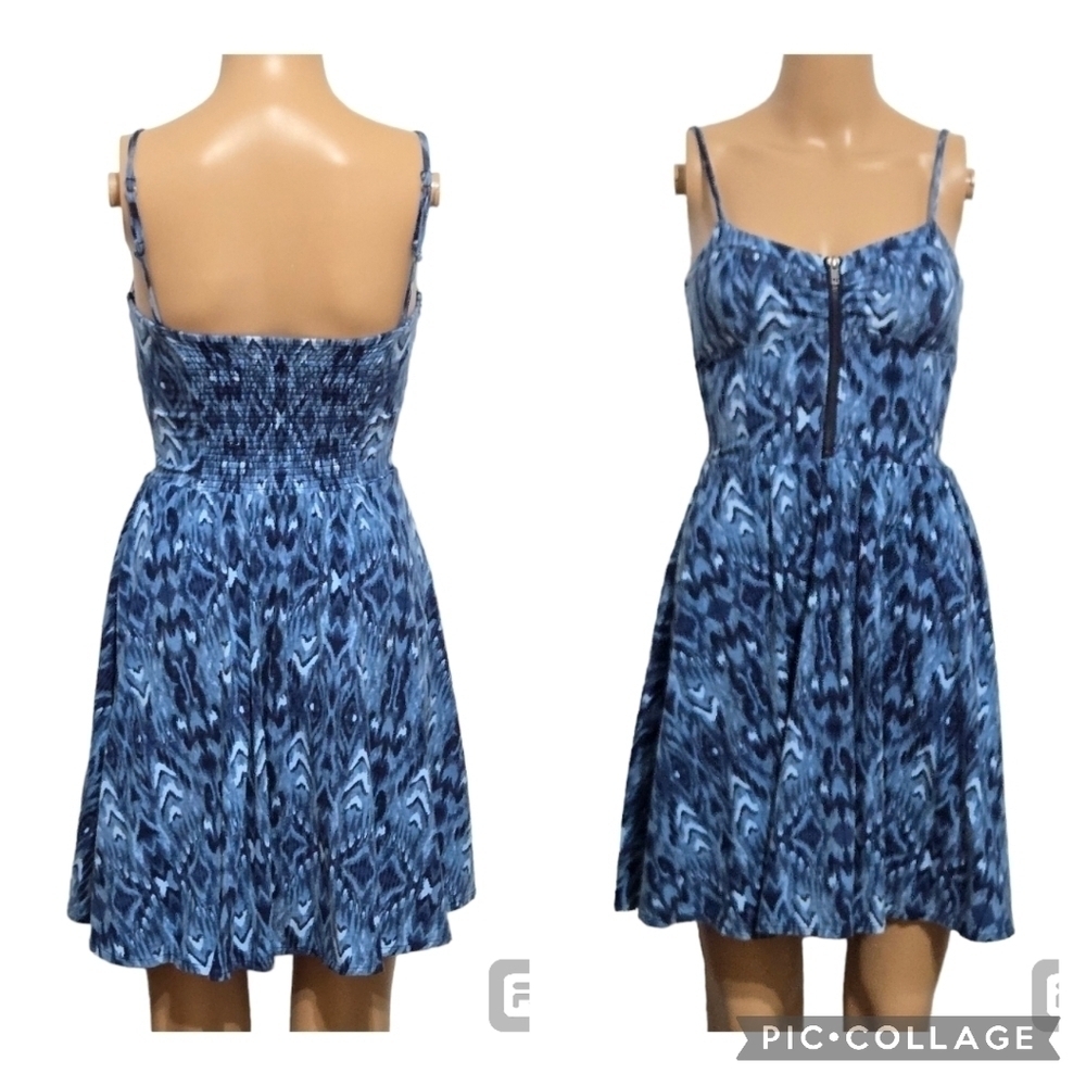 Aeropostale Blue Bustier Front Zip Smock Strappy Dress Size XS